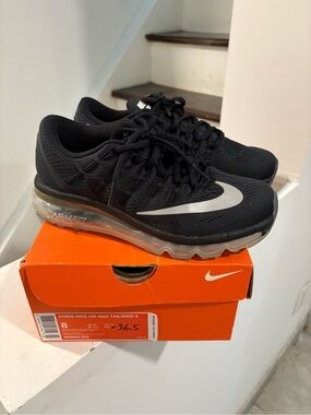Nike Black with Silver Swoosh Air Max Tailwind Running Shoes